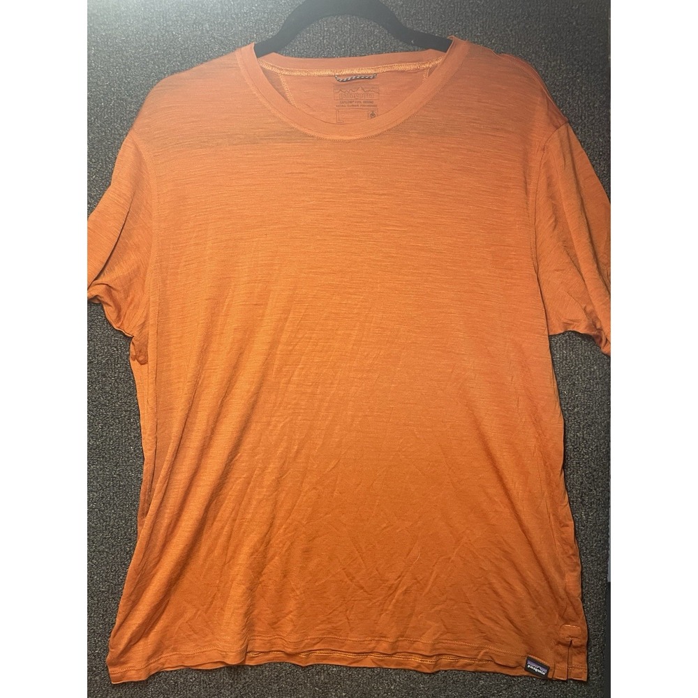 Patagonia T Shirt Mens Large Capilene Cool Merino Short Sleeve Orange